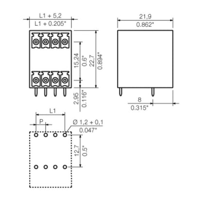1973110000 - 3.81mm 6-Pole Male PCB Connector, 90° Angle, Tinned Solder  (Pack of 92)