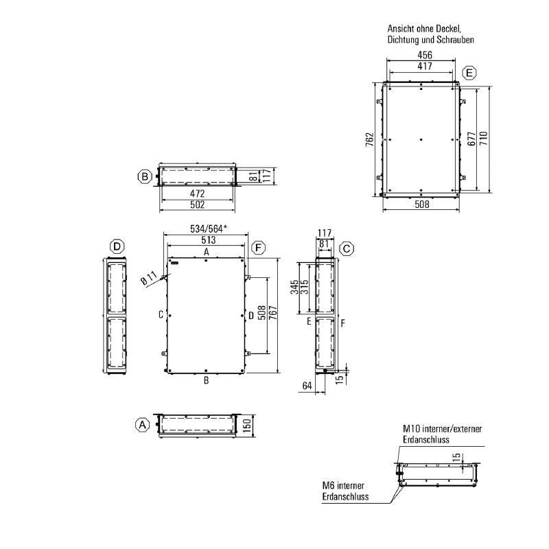 1196500000 - 762mm Stainless Steel Terminal Box for Industrial Use