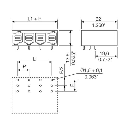 1813530000 - 10.16mm Male Header PCB Connector with 6 Poles and Elbow  (Pack of 30)