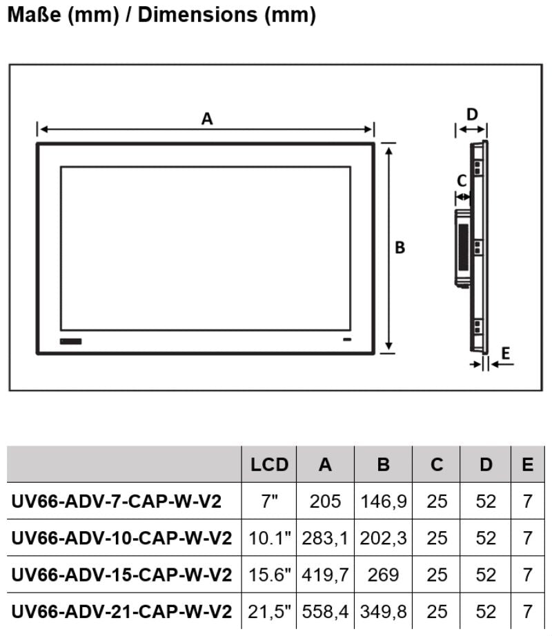 2933040000 - 10.1" IP66 Touch Screen Display, 283.1mm Wide