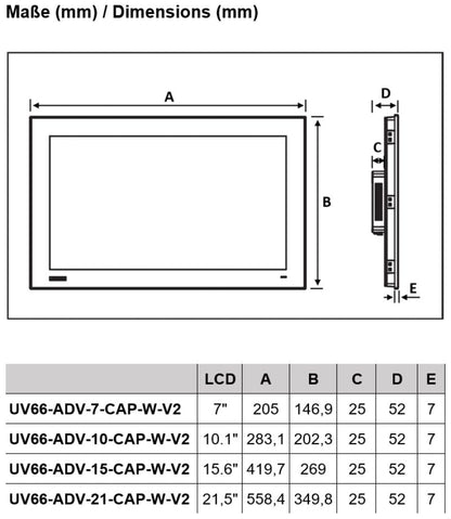 2933040000 - 10.1" IP66 Touch Screen Display, 283.1mm Wide