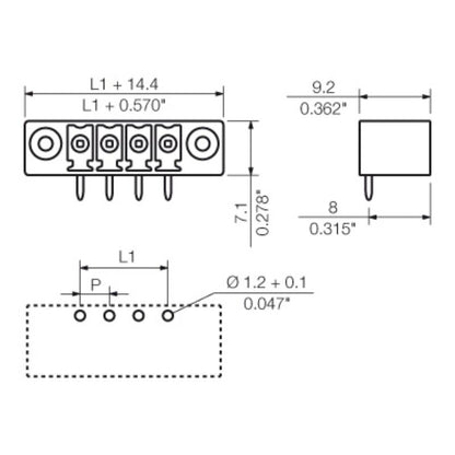 1038040000 - 3.81mm Pin Header Connector, 2 Poles, 270° Angle  (Pack of 50)