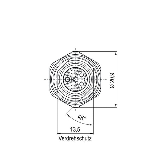 2968030000 - M12 5-Pole Female Socket with 0.2m Cable, M16 Thread