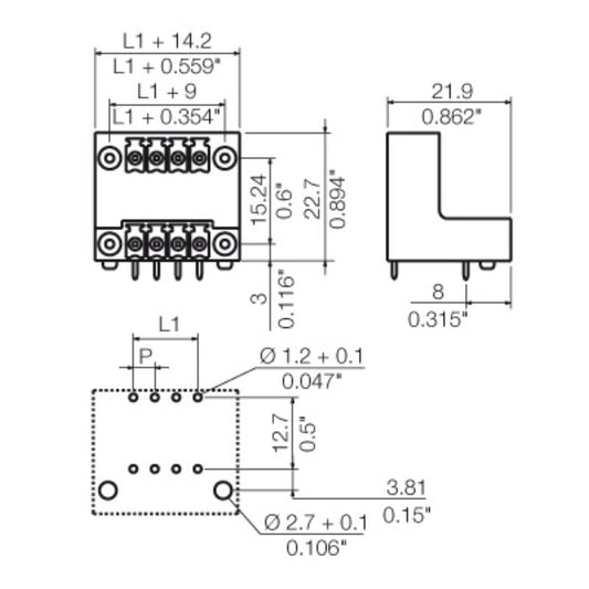 1032940000 - 3.81mm 8-Pole PCB Male Header Connector, 90° Angle, Black  (Pack of 50)
