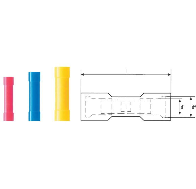 9200510000 - Yellow Insulated Connector for 4-6 mm² Cables, 26mm Long  (Pack of 100)