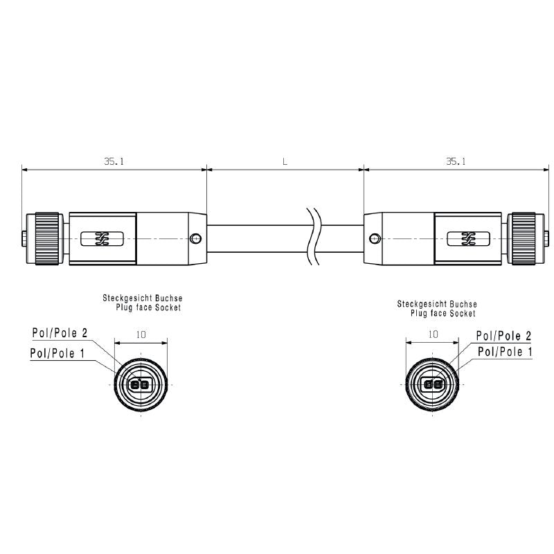 2726050050 - 5m M8 SPE Patch Cable, IP67 Rated, PVC Material