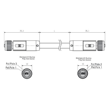 2726050050 - 5m M8 SPE Patch Cable, IP67 Rated, PVC Material