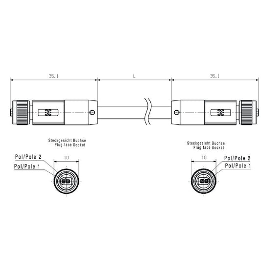 2726050050 - 5m M8 SPE Patch Cable, IP67 Rated, PVC Material