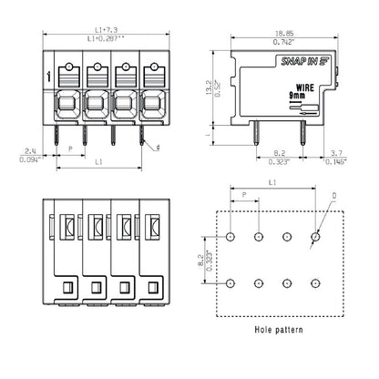 2913640000 - 5mm Pitch 6-Pole PCB Terminal with THT Connection  (Pack of 16)