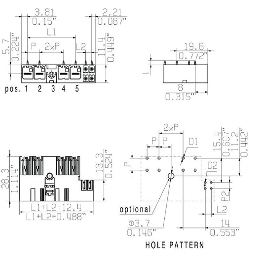 2529500000 - 7.62mm 5-Pole Male PCB Connector, 2.6mm Solder Pins  (Pack of 30)