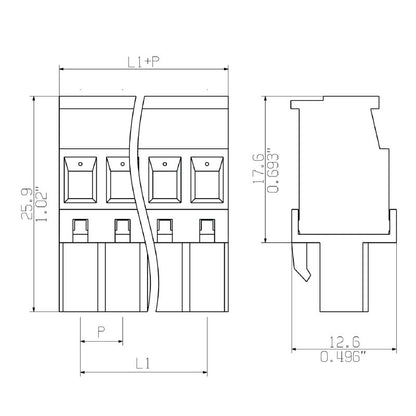 2647550000 - 5.08mm 9-Pole Clamping Connector with 270° Outlet  (Pack of 45)