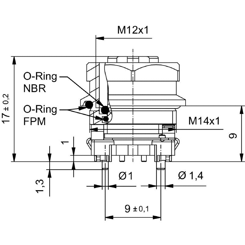 2423860000 - M12 4-Pole Connection Plug with M14 Mounting Thread  (Pack of 25)