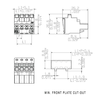 1982860000 - 5.08mm Female PCB Connector, 18 Poles, 270° Push-In  (Pack of 18)