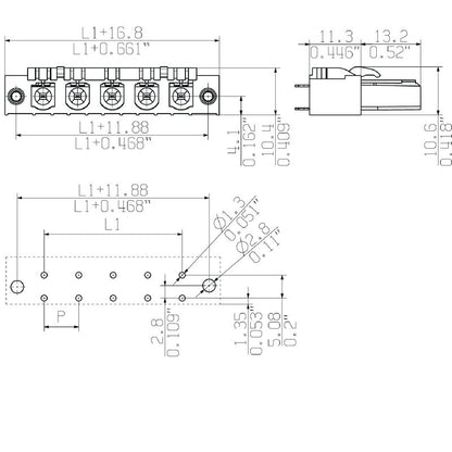 1122130000 - 7.62mm Female PCB Connector, 4-Pole Flanged Design  (Pack of 42)