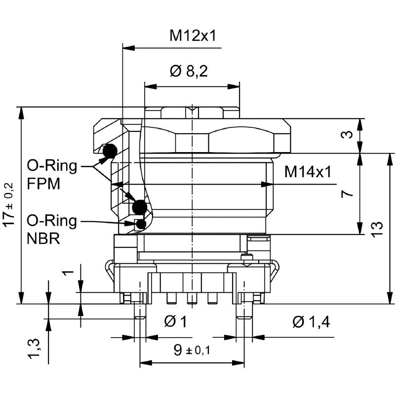2423740000 - M12 4-Pole Connection Plug with M14 Mounting Thread  (Pack of 25)