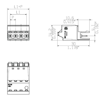 2827840000 - 5.08mm 3-Pole PCB Connector with 180-Degree Orientation  (Pack of 120)