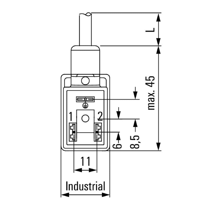 1845140150 - 1.5m Black PUR Valve Cable, 11mm Industrial Design