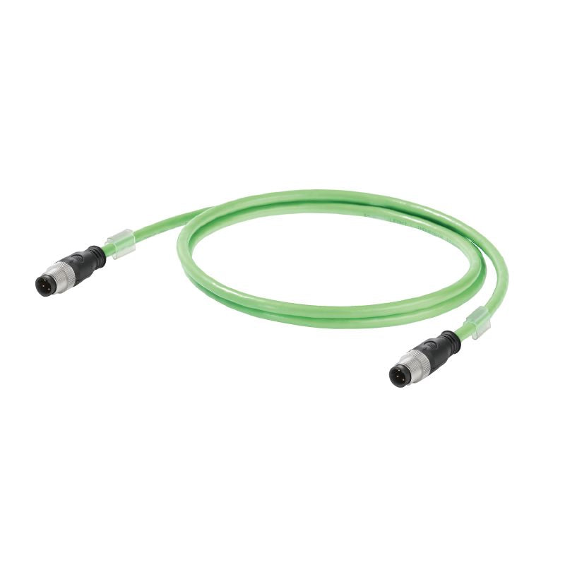 1102190015 - 1.5m M12 D-Code System Cable, IP67 PVC, Cat.5/Cat.5e