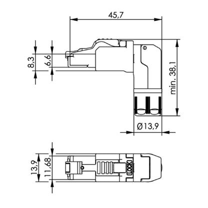 1992870000 - Durable RJ45 Plug with Angled Contacts for High-Performance Networking  (Pack of 10)