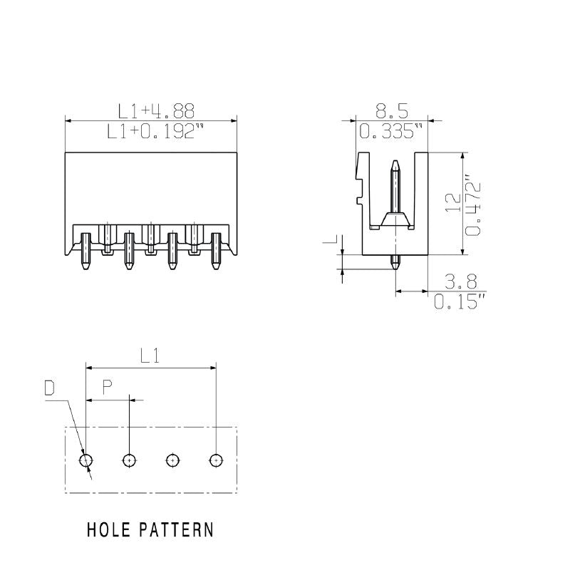 1146530000 - 5.08mm Male Header PCB Connector, 10 Poles, 180° Orientation  (Pack of 50)