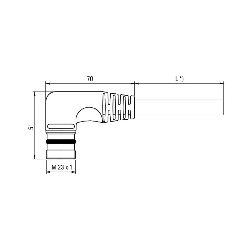 1818090100 - 1m PUR Sensor/Actuator Line with 19-Pole Connection