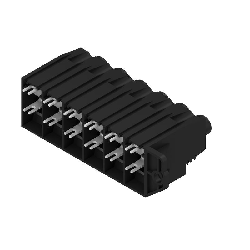 1386480000 - 15mm PCB Terminal, 6 Poles, 90° Angle, Black Finish  (Pack of 12)