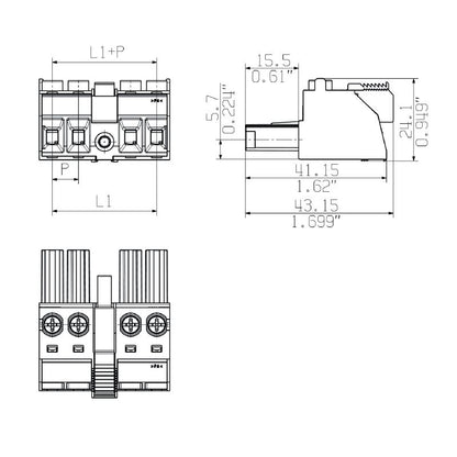 1543130000 - 7.62mm Female PCB Connector, 180° Angle, 6 Poles  (Pack of 20)