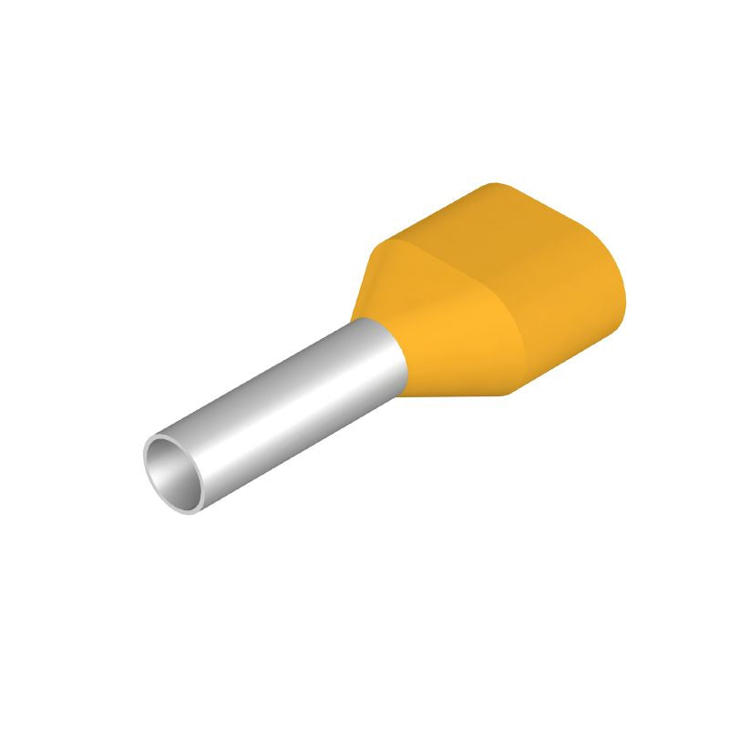 9018650000 - Yellow Twin Wire Ferrule, 15mm Length, 5.8mm Collar Height  (Pack of 500)