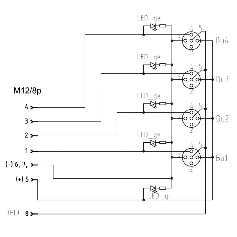 1267330000 - M12 4-Pole Connector, -20 to 80°C with LED Function