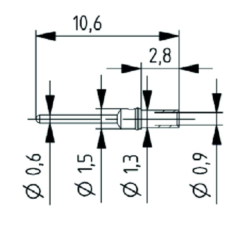2664880000 - Durable M12 Gold-Plated 4-Pole Contact Plug for Custom Connectors  (Pack of 100)