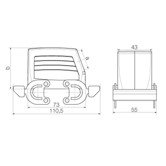 1654810000 - IP65 Plug Housing with Side Entry, 4-Sized Clamps