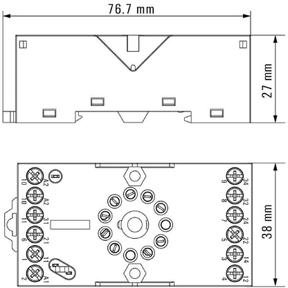 1132820000 - 3-Contact Relay Socket, 12A, RoHS & UL Certified  (Pack of 10)