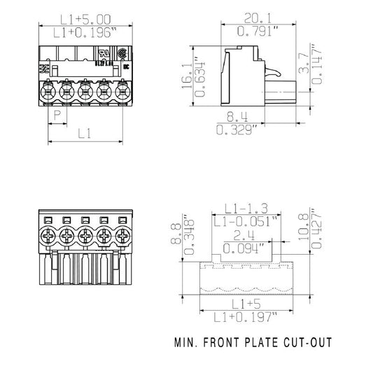 1954480000 - 5.00mm Female PCB Connector, 3 Poles, 180° Angle  (Pack of 120)