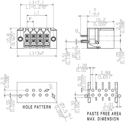 2961640000 - 30-Pole Male PCB Connector with 3.5mm Pitch and Solder Flange  (Pack of 30)