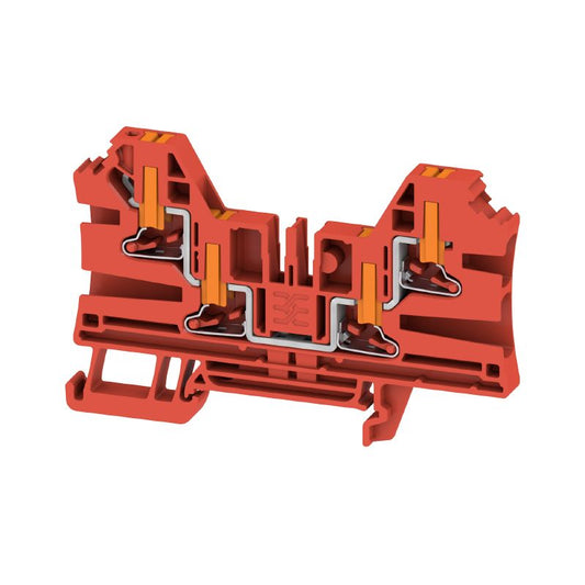 2872130000 - Red 4-Way Terminal Block, PUSH IN, 32A Capacity  (Pack of 50)