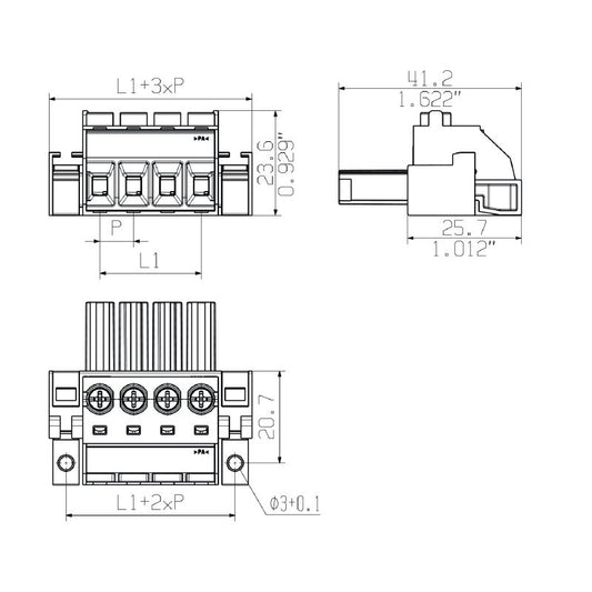 2976100000 - 8-Pole PCB Female Connector with 180° Clamping Yoke  (Pack of 20)