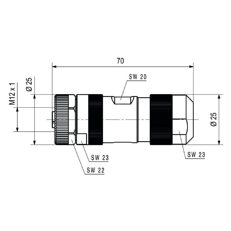 2703500000 - M12 Field Attachable Connector, IP67, 8-13mm Cable Range