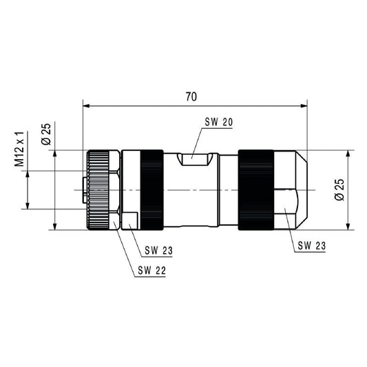 2703500000 - M12 Field Attachable Connector, IP67, 8-13mm Cable Range