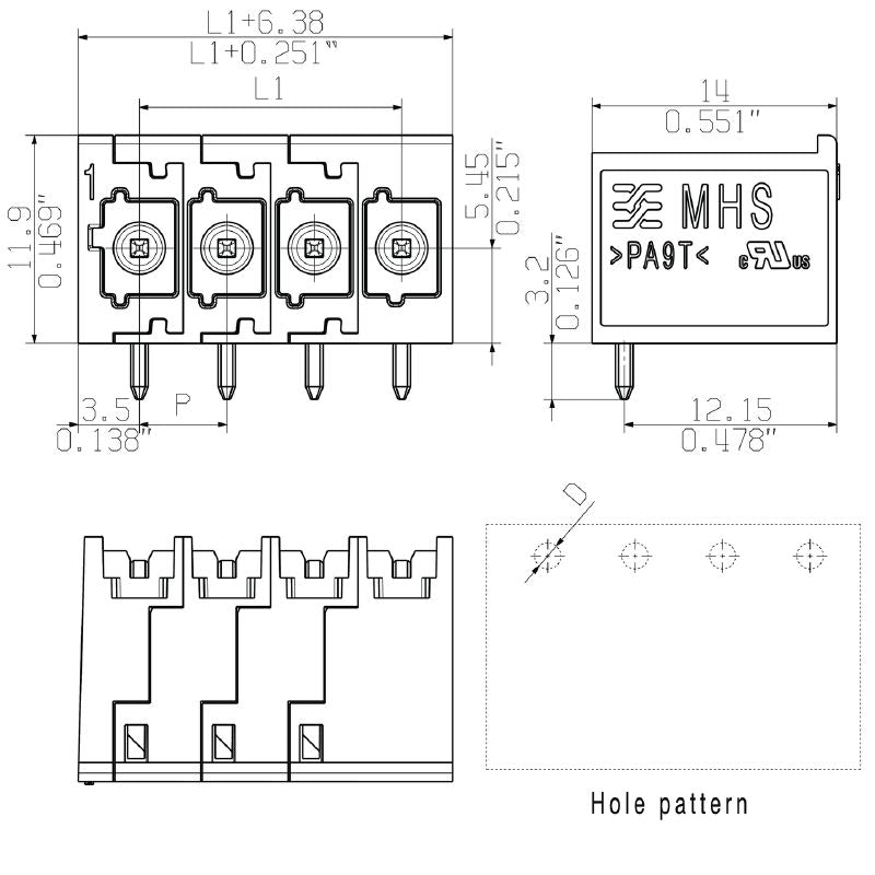 2741450000 - 6-Pole 5.00mm THT Male Header Connector, 90° Angle  (Pack of 17)
