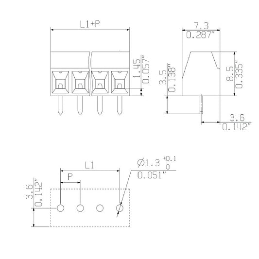 2650460000 - 5-Pole 3.81mm Connection Block Rated 10A, 320V  (Pack of 384)