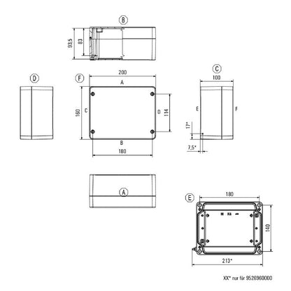 0342500000 - KLIPPON K6 Aluminium Enclosure 160x200x100 mm, RoHS Compliant