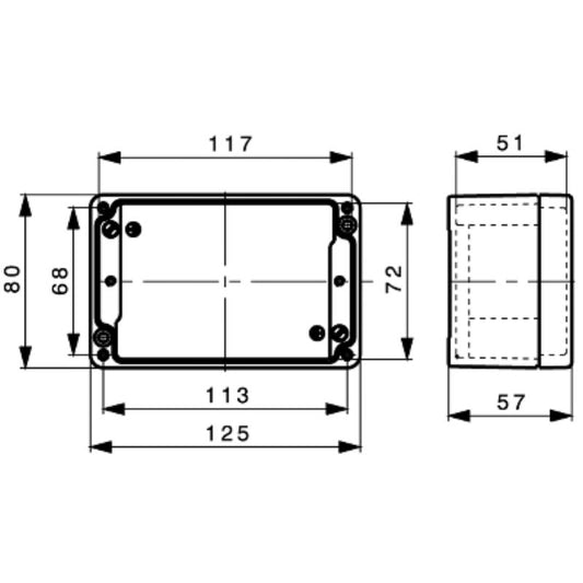 1937830000 - Aluminium Enclosure 80mm x 125mm x 57mm, Silver-Grey Finish  (Pack of 5)