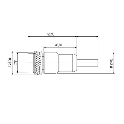 2519450300 - 7/8" Sensor Actuator Line, 5 Poles, 3m PUR Cable