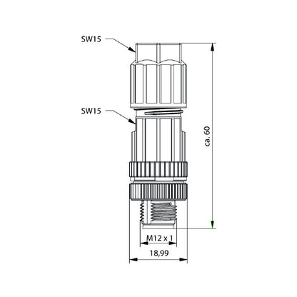 2681560000 - IP67 Male Connector for 4-8mm Cables, 4A Capacity
