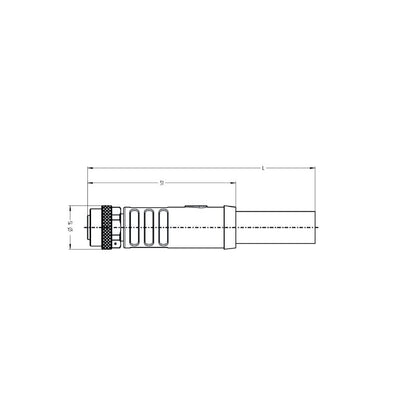 2050160300 - 3m Unshielded 4-Pole Power Cable with Female Socket