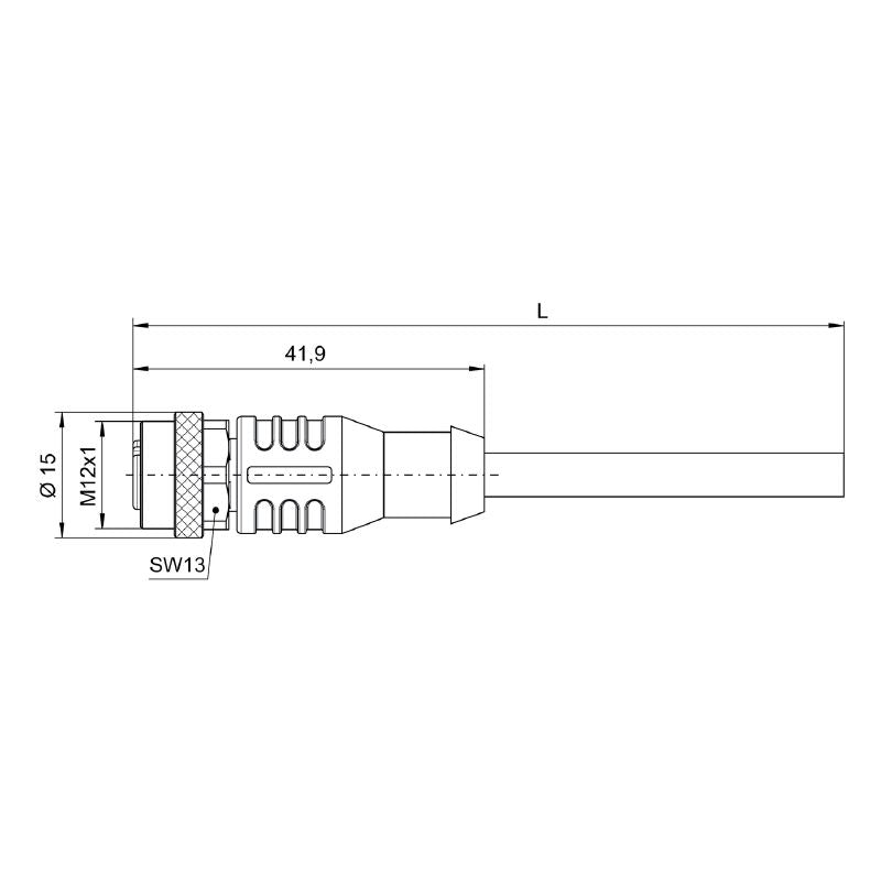 1865870300 - 3m M12 Actuator Line with 8 Poles, PUR Sheath