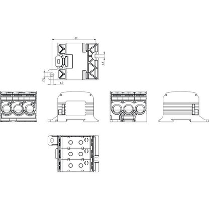 2874580000 - 6 Connection Blue Distribution Unit, 95mm², 232A Rating