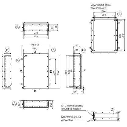 1195330000 - Stainless Steel Terminal Box, 620mm x 450mm x 150mm