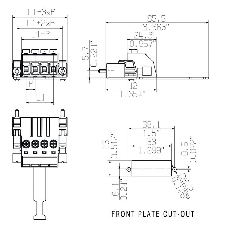 1951160000 - 7.62mm 4-Pole Male PCB Connector, 180° Angle  (Pack of 25)