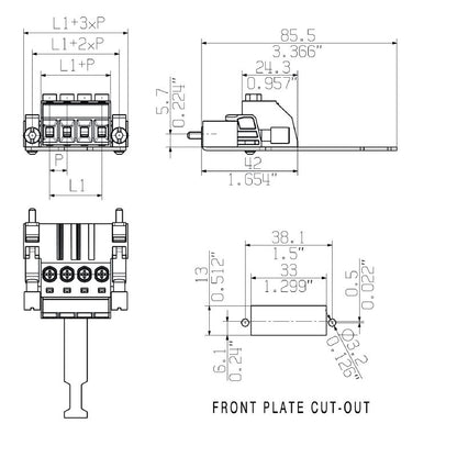1951160000 - 7.62mm 4-Pole Male PCB Connector, 180° Angle  (Pack of 25)